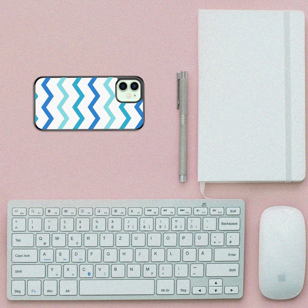 iPhone 12 Mini Bumper Case Zigzag Blauw B2C Telecom