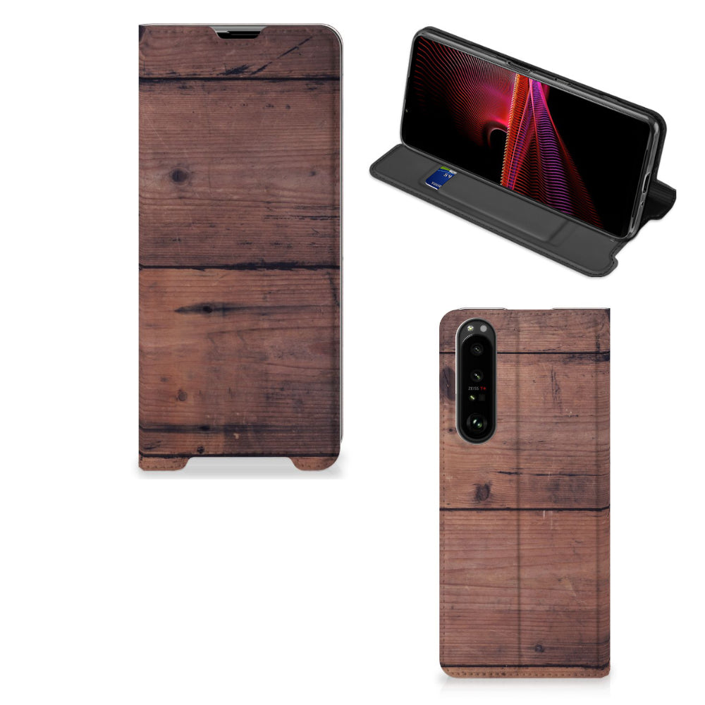 Sony Xperia 1 III Book Wallet Case Old Wood