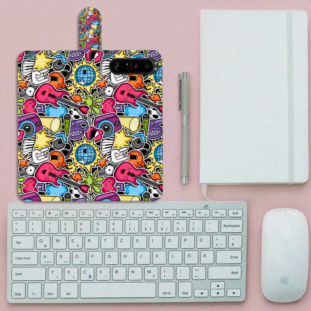 Sony Xperia 1 III Wallet Case met Pasjes Punk Rock