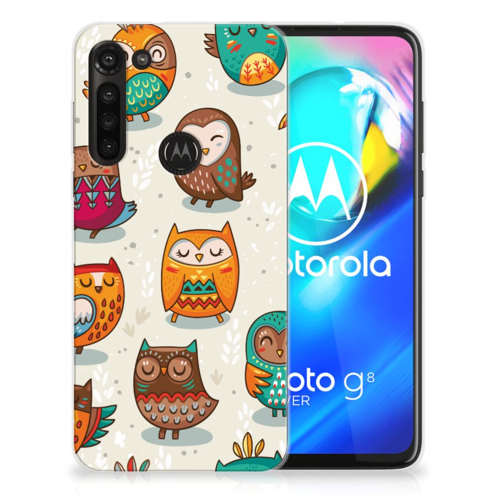 Motorola Moto G8 Power TPU Hoesje Vrolijke Uilen