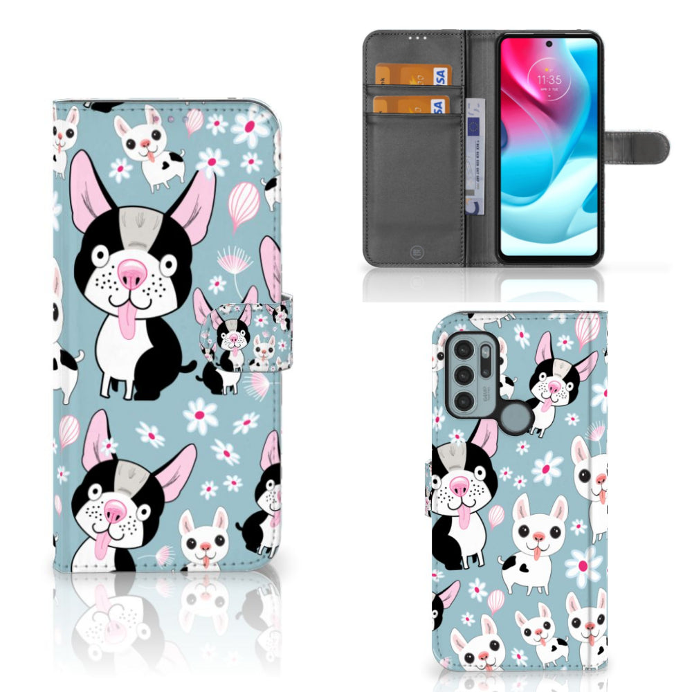 Motorola Moto G60s Telefoonhoesje met Pasjes Hondjes