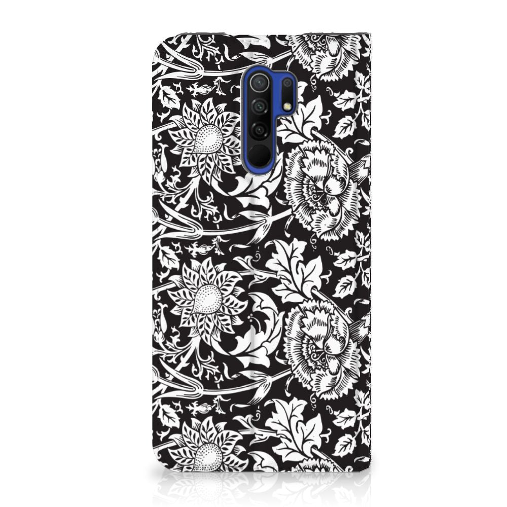 Xiaomi Redmi 9 Smart Cover Black Flowers - B2C Telecom