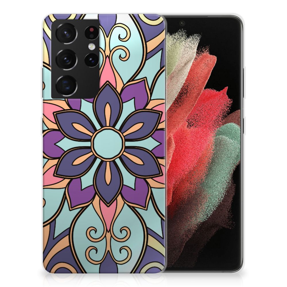 Samsung Galaxy S21 Ultra TPU Case Purple Flower B2C Telecom