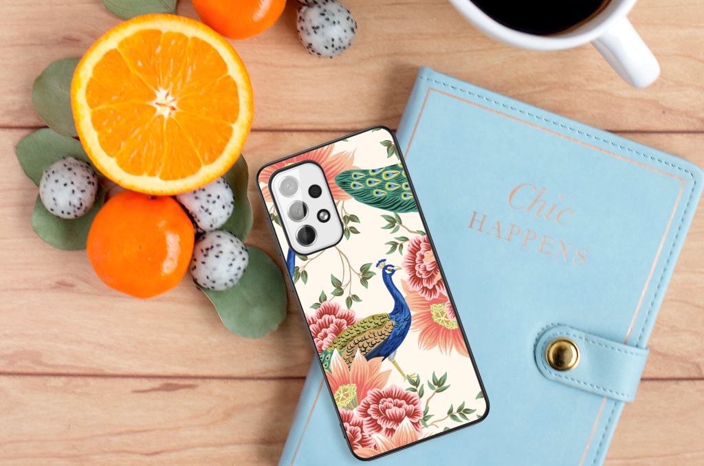 Dierenprint Telefoonhoesje voor Samsung Galaxy A73 Pink Peacock B2C Telecom