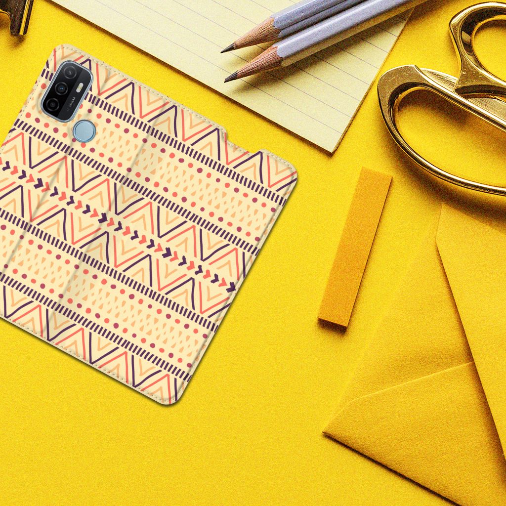 OPPO A53 | A53s Hoesje met Magneet Aztec Yellow - B2C Telecom