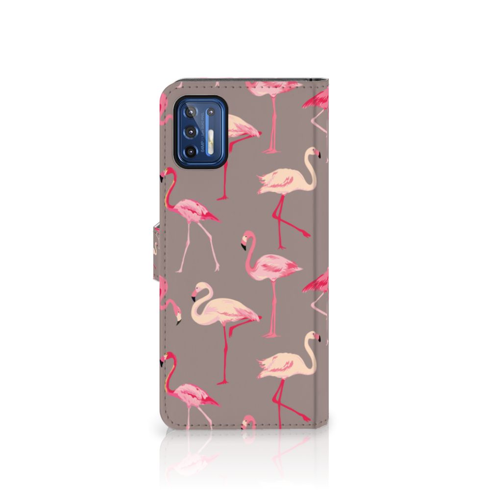 Motorola Moto G9 Plus Telefoonhoesje met Pasjes Flamingo