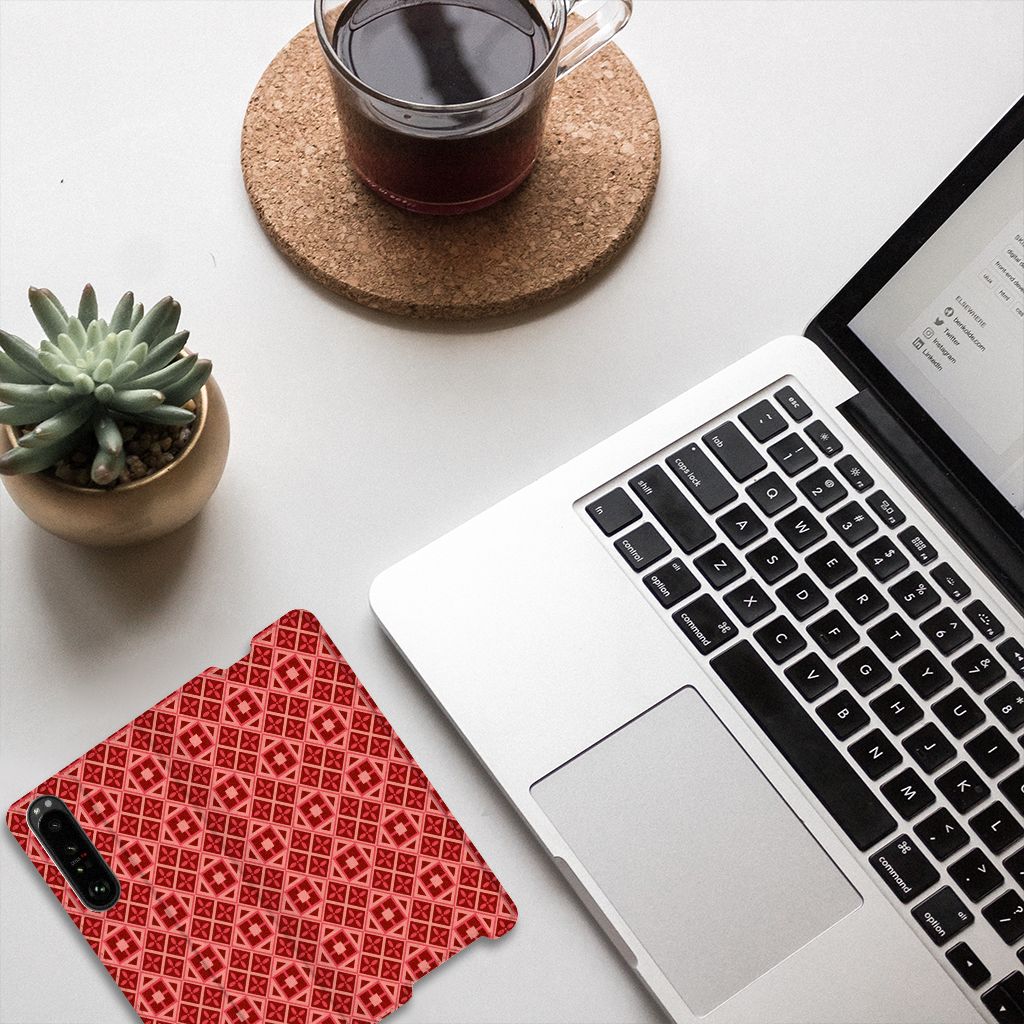 Sony Xperia 1 III Hoesje met Magneet Batik Rood - B2C Telecom