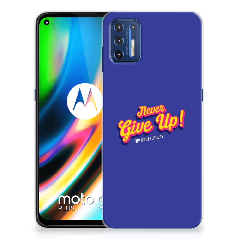 Motorola Moto G9 Plus Siliconen hoesje met naam Never Give Up