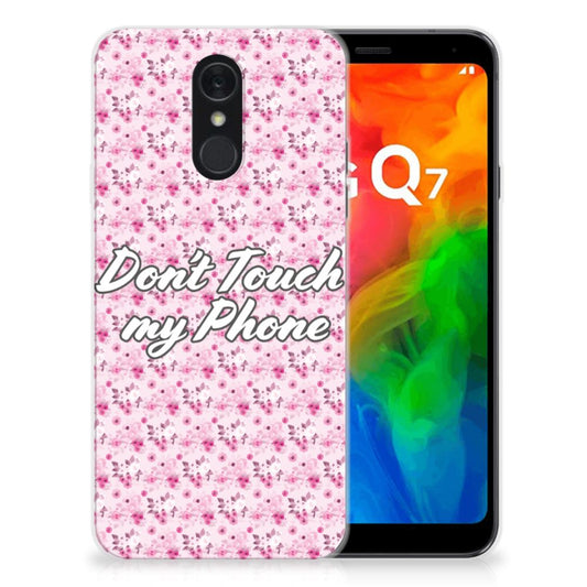 LG Q7 Silicone-hoesje Flowers Pink DTMP