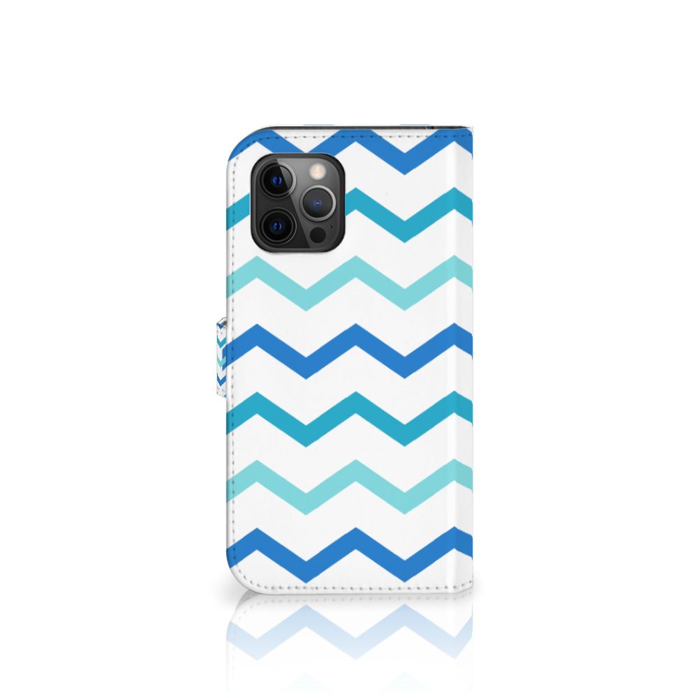 Apple iPhone 12 Pro Max Telefoon Hoesje Zigzag Blauw