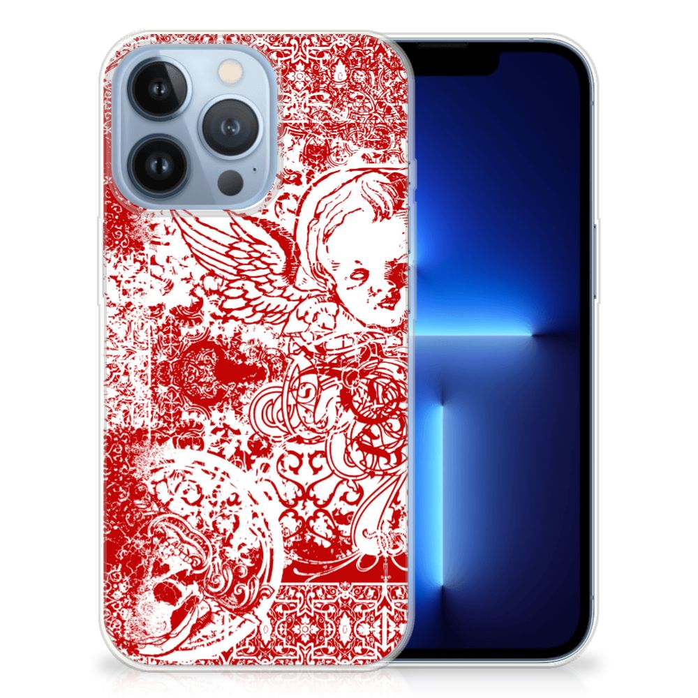 Silicone Back Case Apple iPhone 13 Pro Angel Skull Rood B2C Telecom