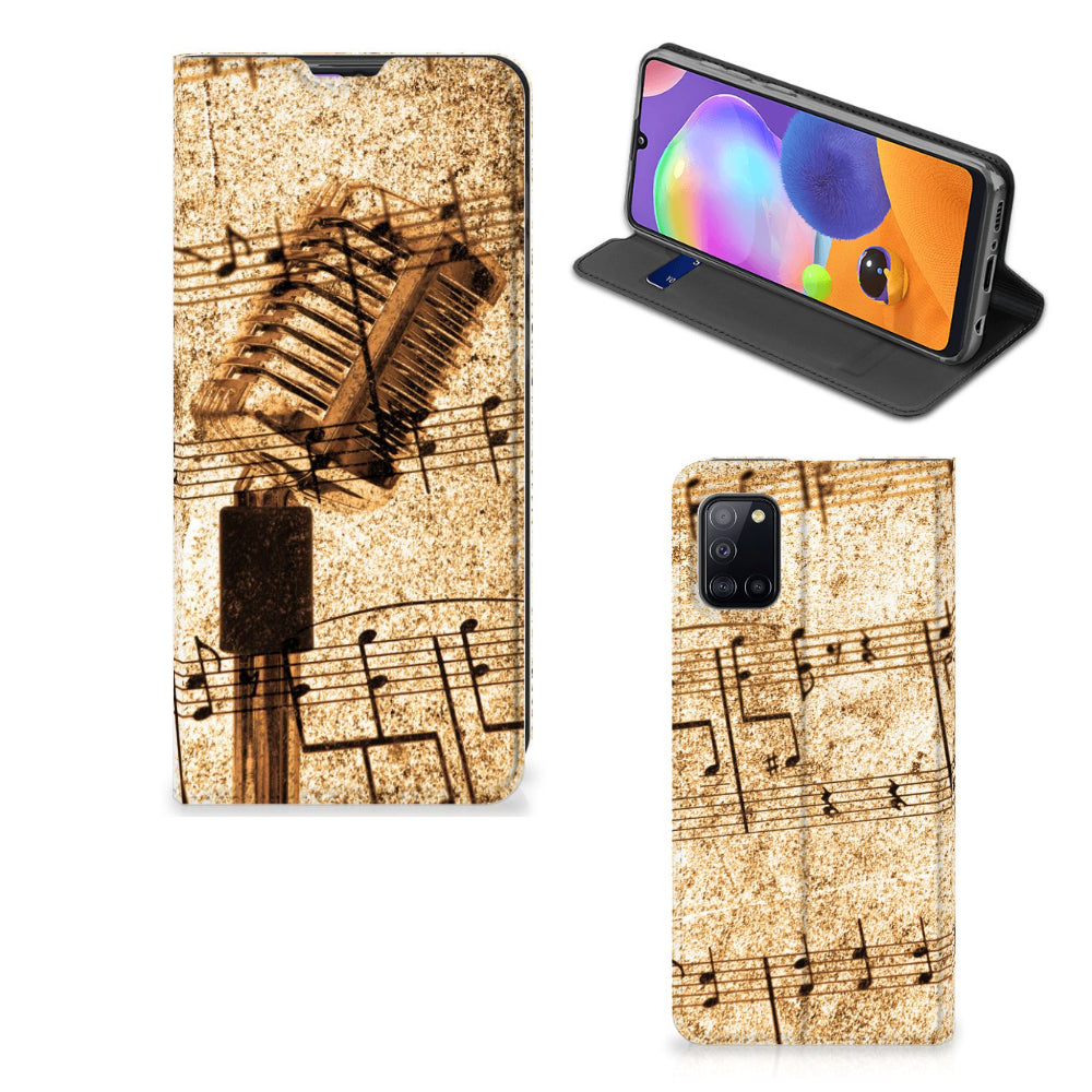 Samsung Galaxy A31 Stand Case Bladmuziek