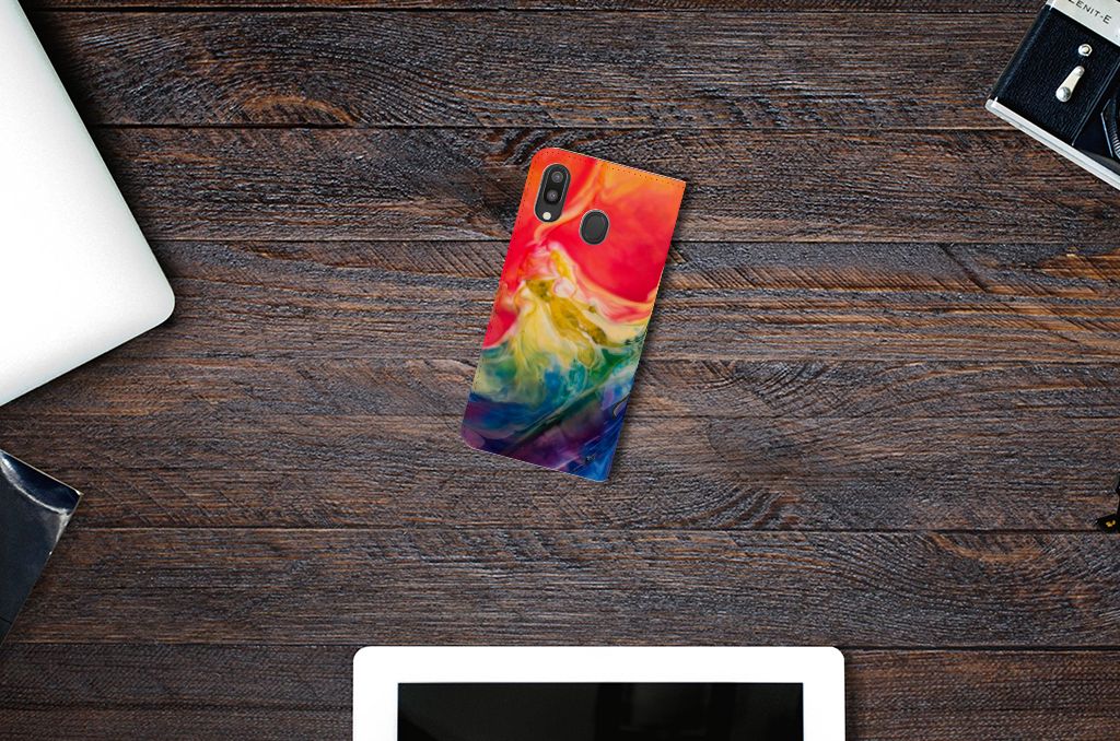 Bookcase Samsung Galaxy M20 Watercolor Dark