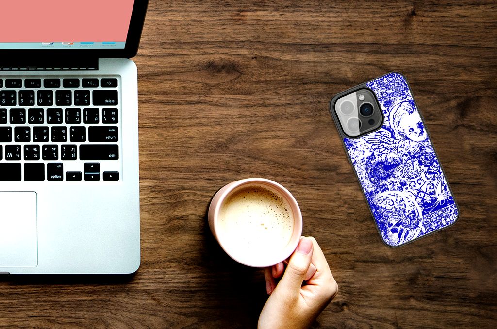 Telefoonhoesje iPhone 13 Pro Max Angel Skull Blauw B2C Telecom