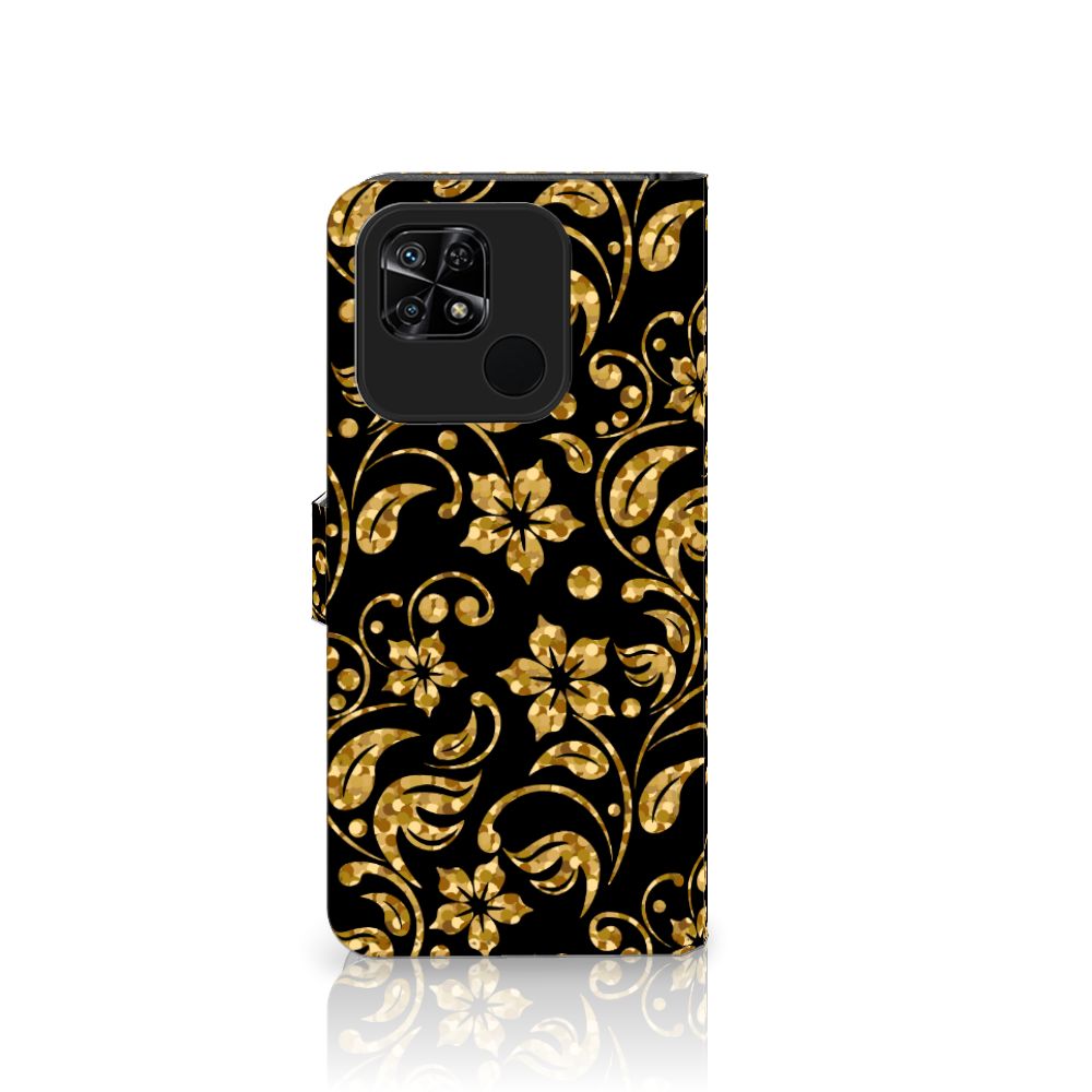 Xiaomi Redmi 10C Hoesje Gouden Bloemen