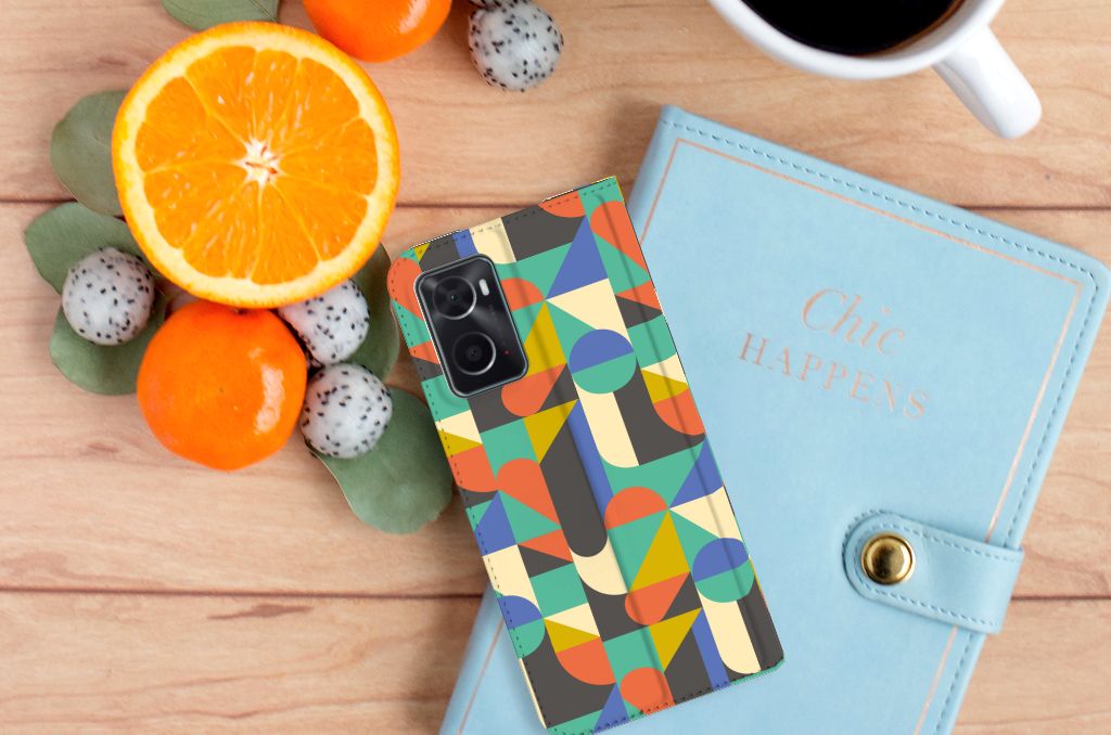 OPPO A96 | A76 Hoesje met Magneet Funky Retro - B2C Telecom