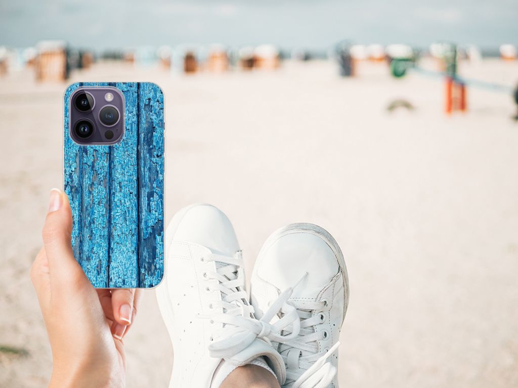 Apple iPhone 14 Pro Bumper Hoesje Wood Blue B2C Telecom