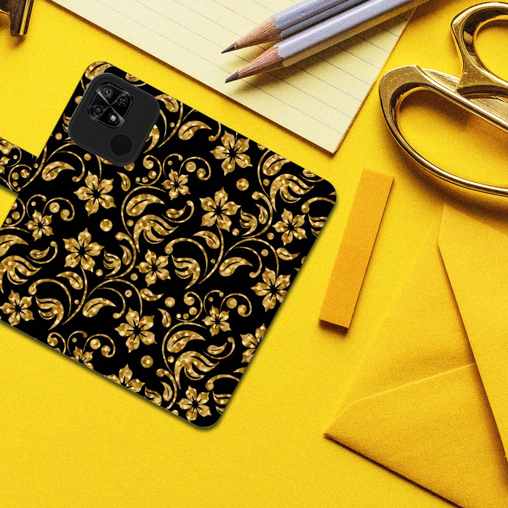 Xiaomi Redmi 10C Hoesje Gouden Bloemen
