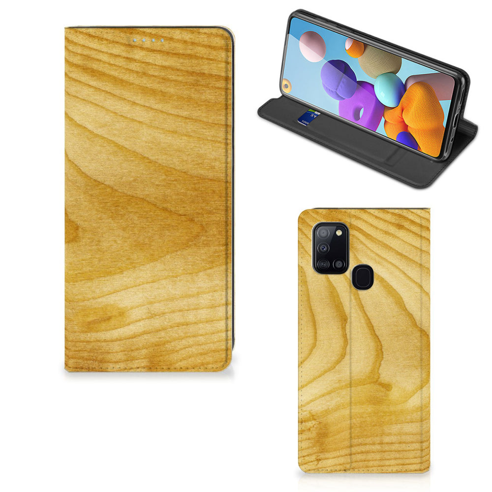 Samsung Galaxy A21s Book Wallet Case Licht Hout