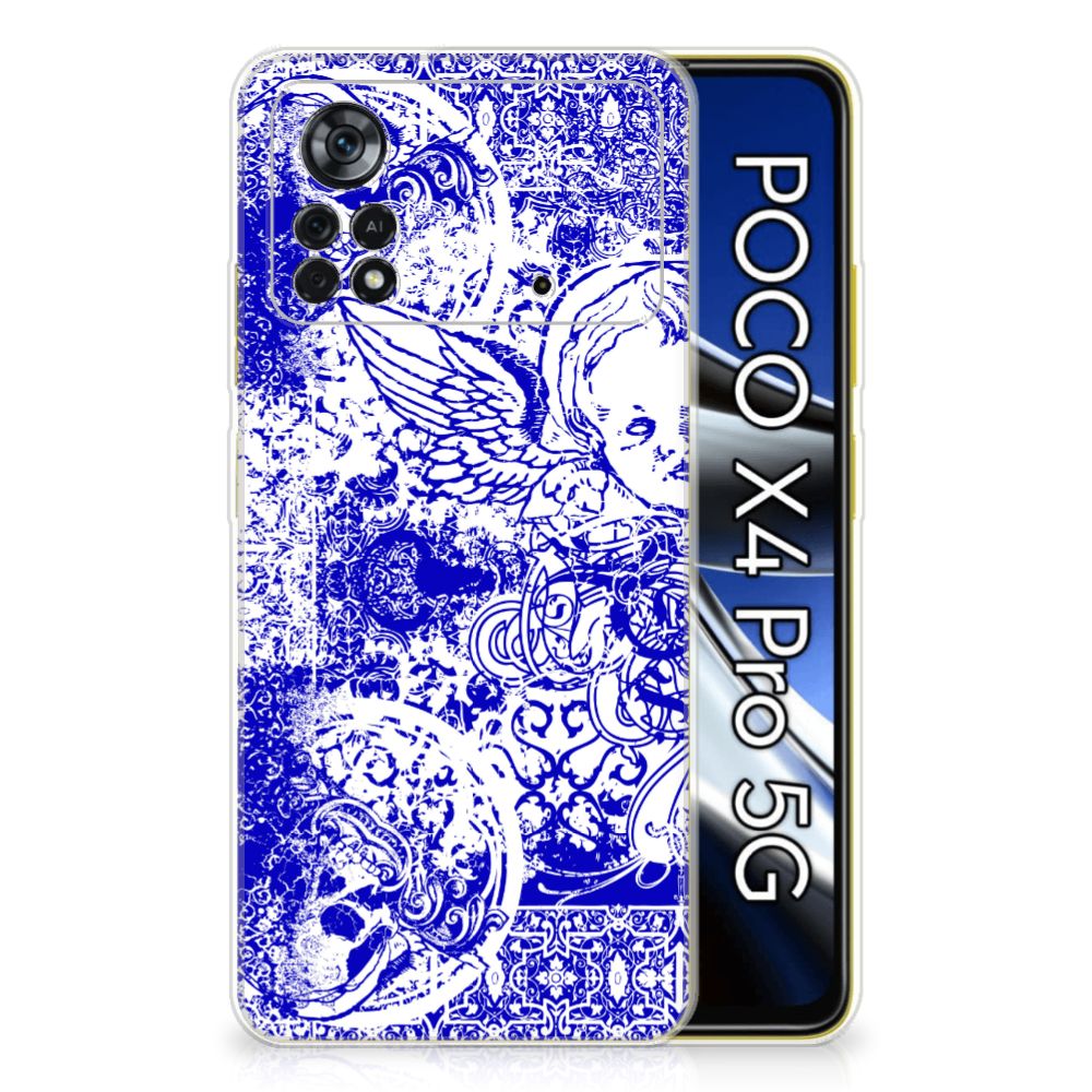Silicone Back Case Xiaomi Poco X4 Pro 5G Angel Skull Blauw B2C Telecom