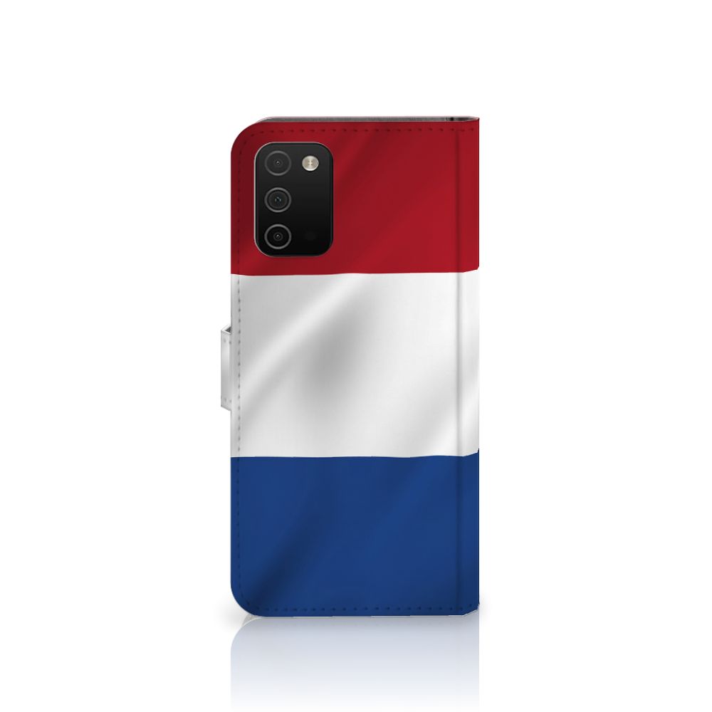 Samsung Galaxy A03s Bookstyle Case Nederlandse Vlag met artistiek ontwerp van de Nederlandse vlag.