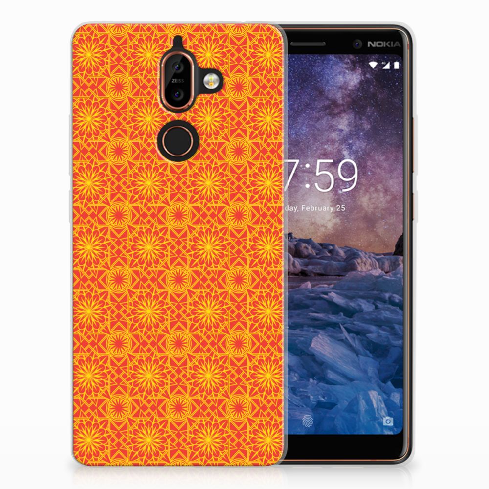 Nokia 7 Plus TPU bumper Batik Oranje