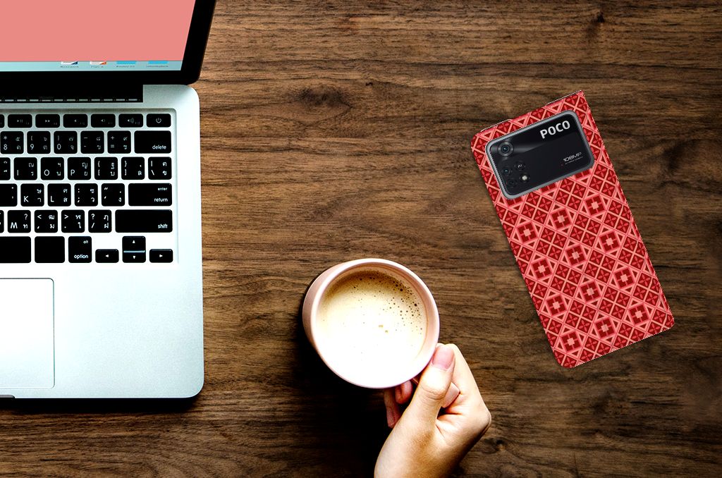 Poco X4 Pro 5G Hoesje met Magneet Batik Rood - B2C Telecom