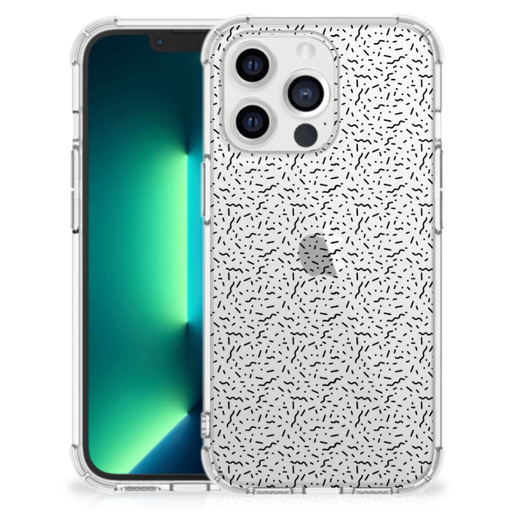 iPhone 13 Pro Max Doorzichtige Silicone Hoesje Stripes Dots - B2C Telecom