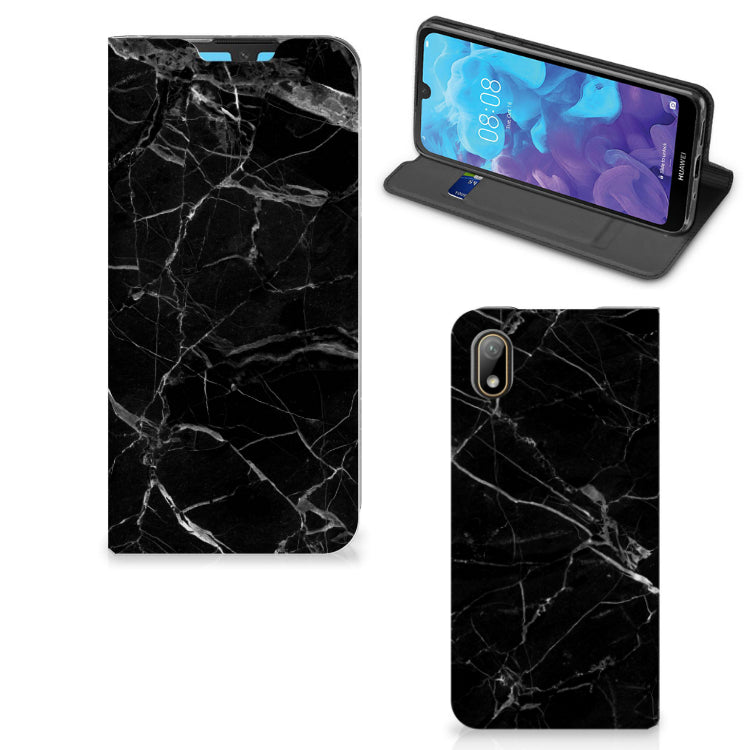 Huawei Y5 (2019) Standcase Marmer Zwart - Origineel Cadeau Vader