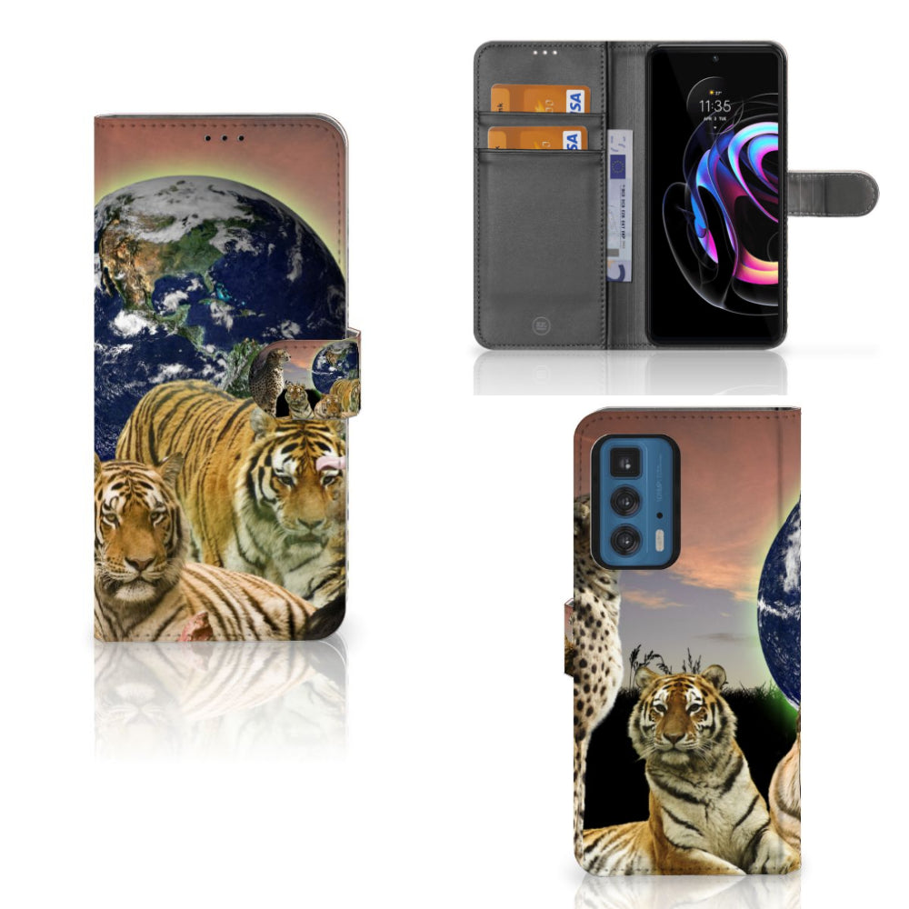 Motorola Edge 20 Pro Telefoonhoesje met Pasjes Roofdieren