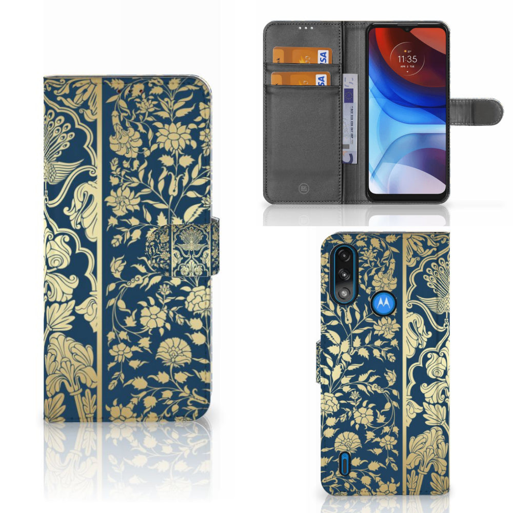 Motorola Moto E7i Power | E7 Power Hoesje Beige Flowers