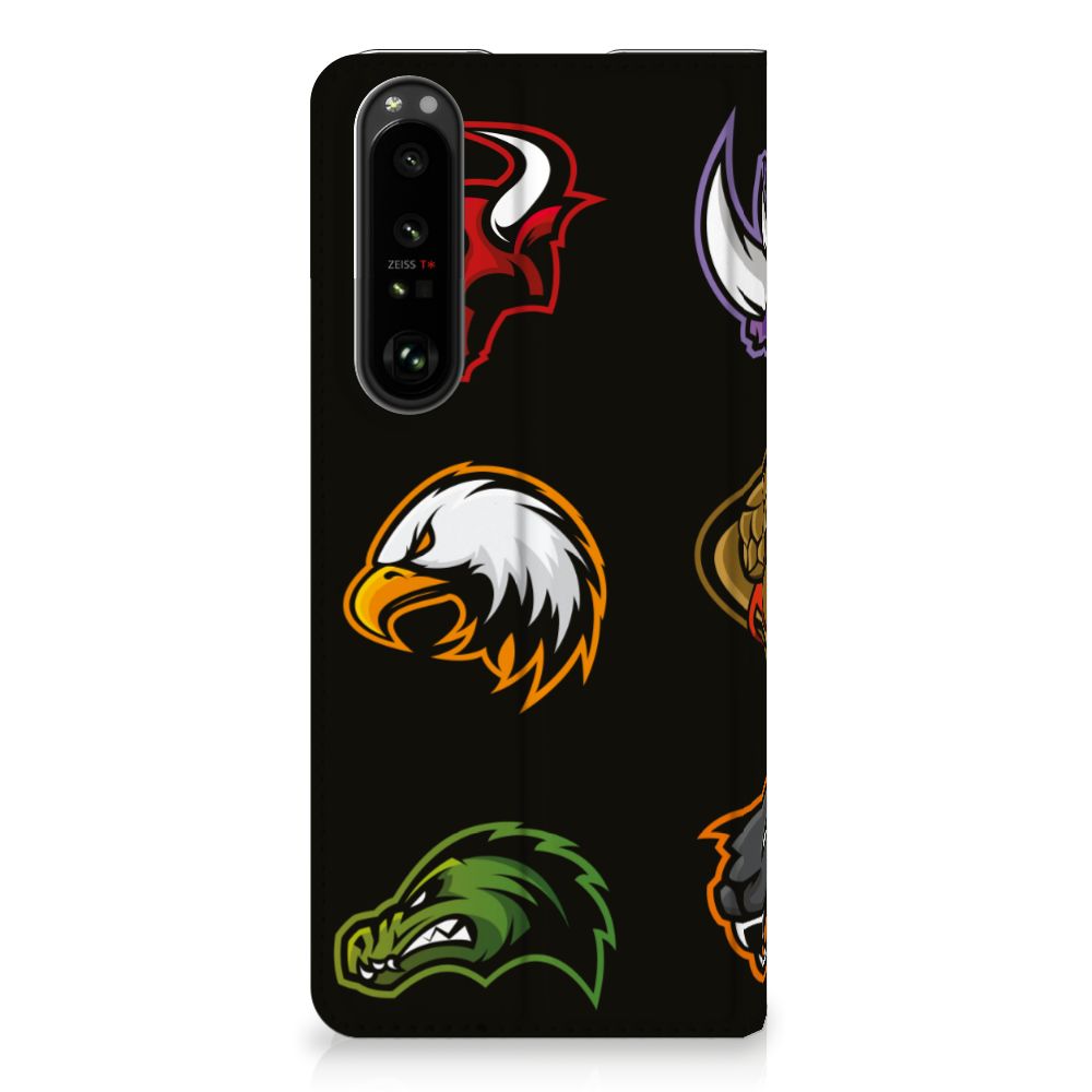Sony Xperia 1 III Magnet Case Cartoon with vibrant cartoon character designs on a black background.