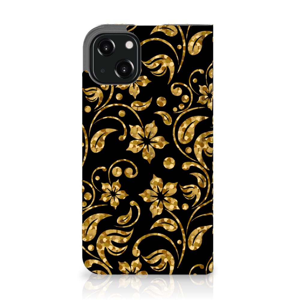 iPhone 13 Smart Cover Gouden Bloemen