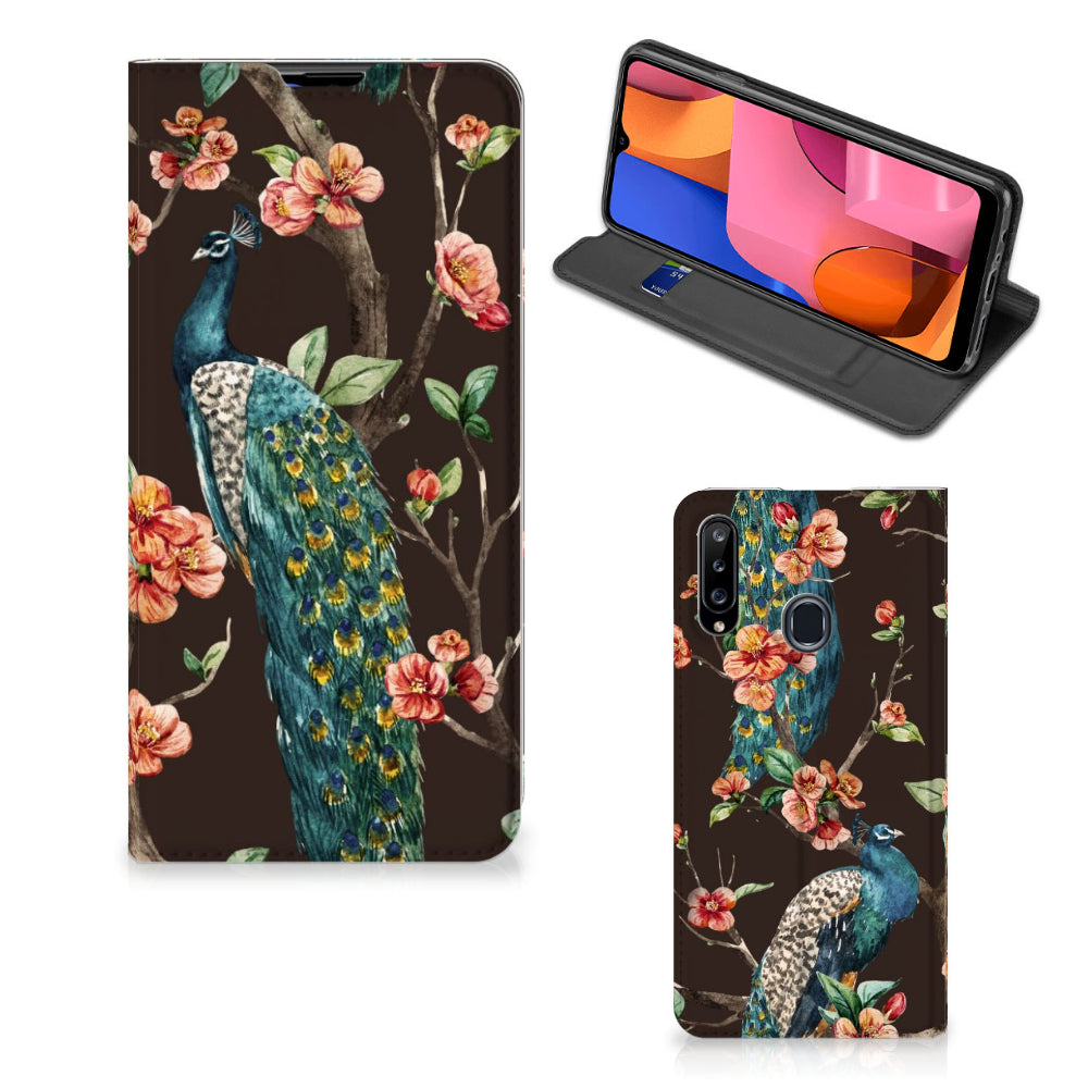 Samsung Galaxy A20s Hoesje maken Pauw met Bloemen