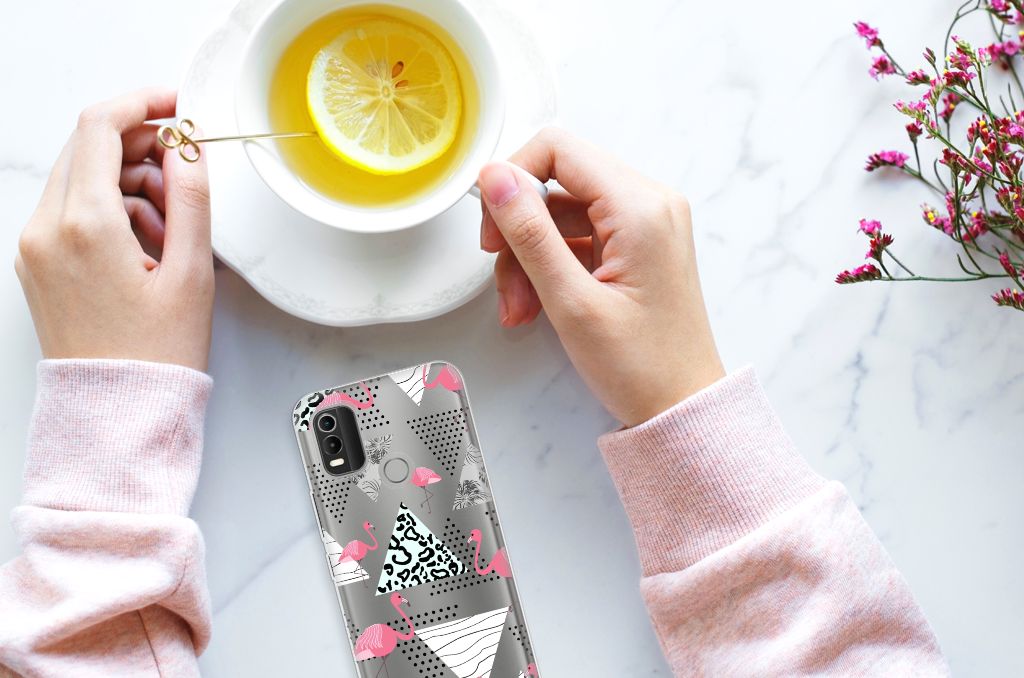 Nokia C21 Plus TPU Hoesje Flamingo Triangle