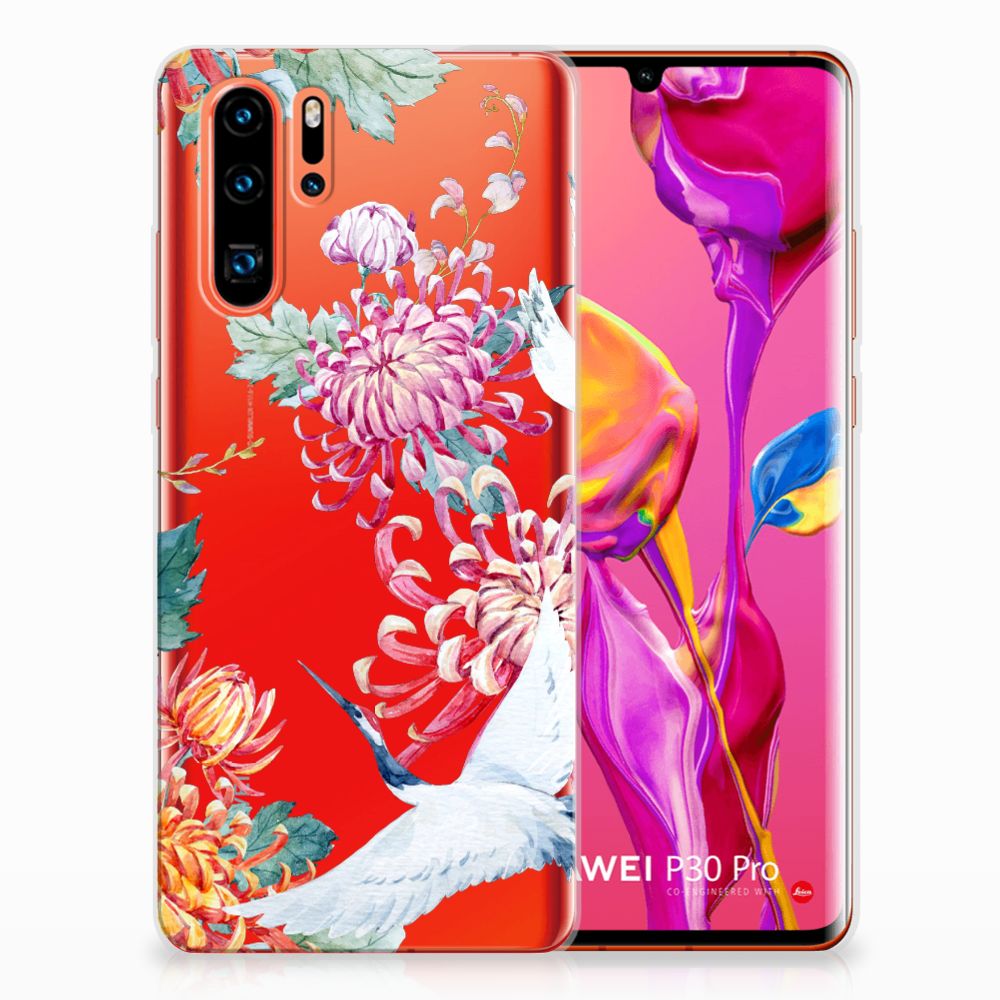 Huawei P30 Pro TPU Hoesje Bird Flowers