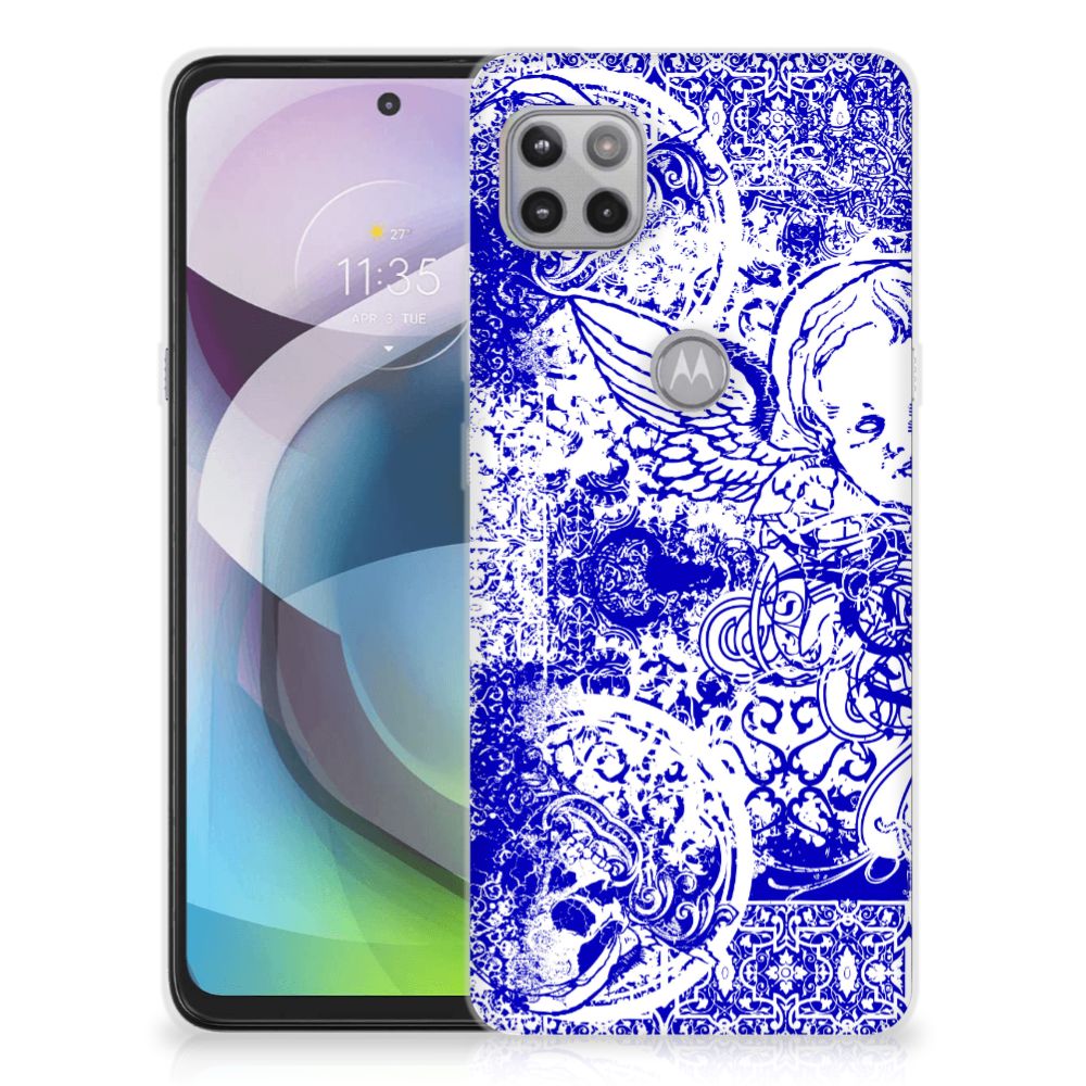 Silicone Back Case Motorola Moto G 5G Angel Skull Blauw