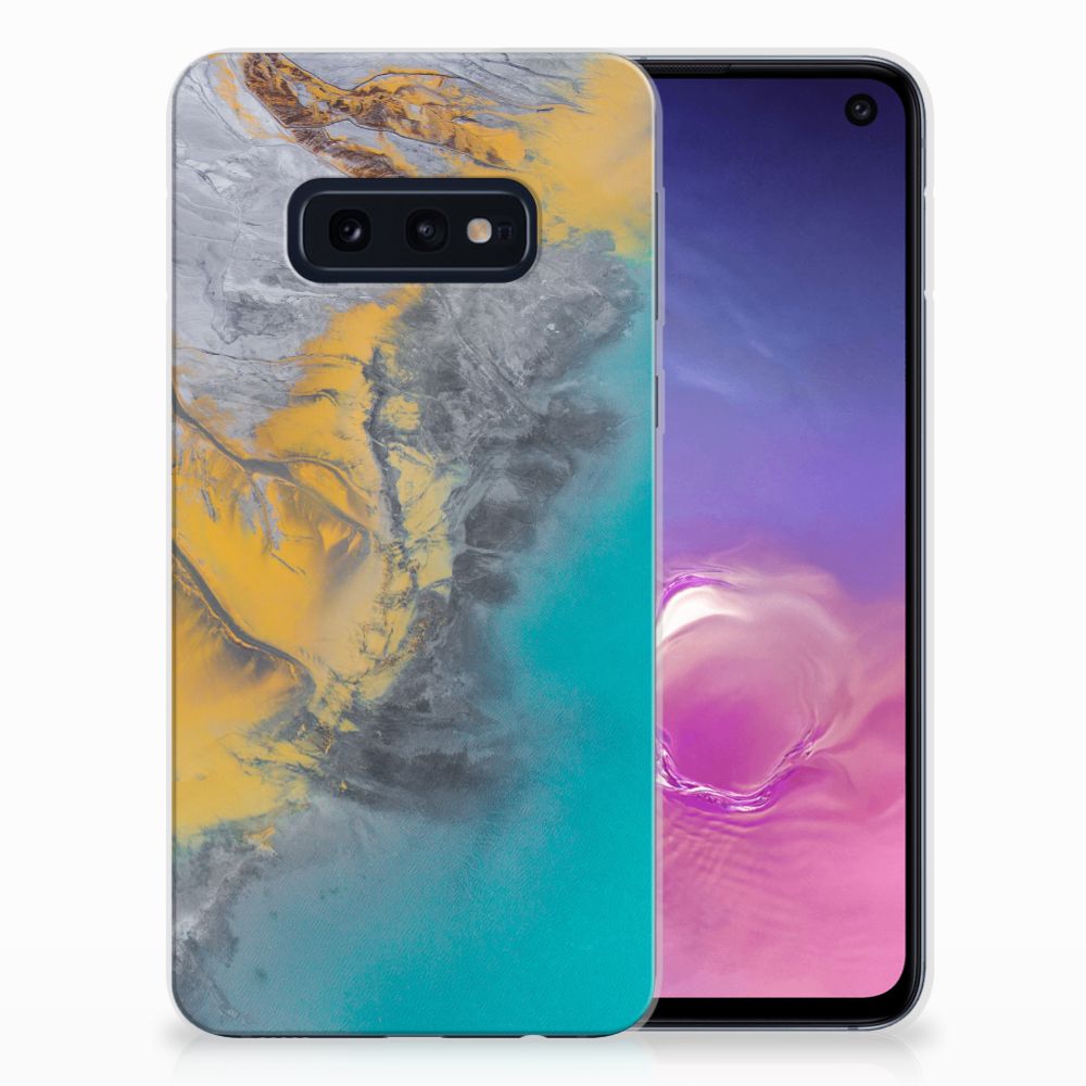 Samsung Galaxy S10e TPU Siliconen Hoesje Marble Blue Gold