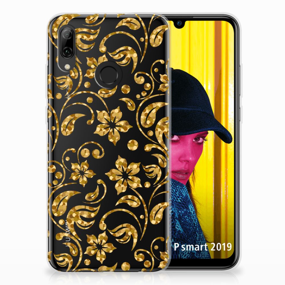 Huawei P Smart 2019 TPU Case Gouden Bloemen