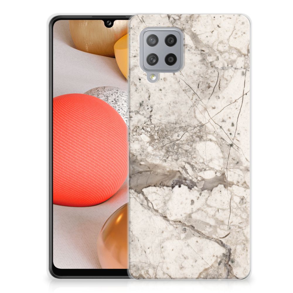 Samsung Galaxy A42 TPU Siliconen Hoesje Marmer Beige