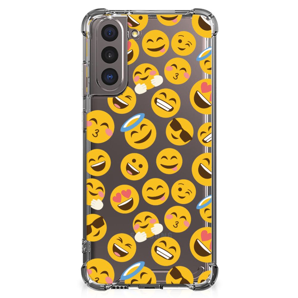 Samsung Galaxy S21 Doorzichtige Silicone Hoesje Emoji