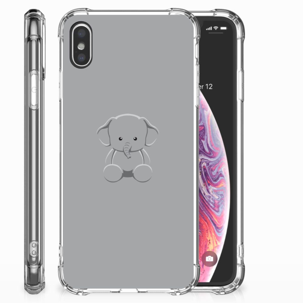 Apple iPhone Xs Max Stevig Bumper Hoesje Grijs Baby Olifant