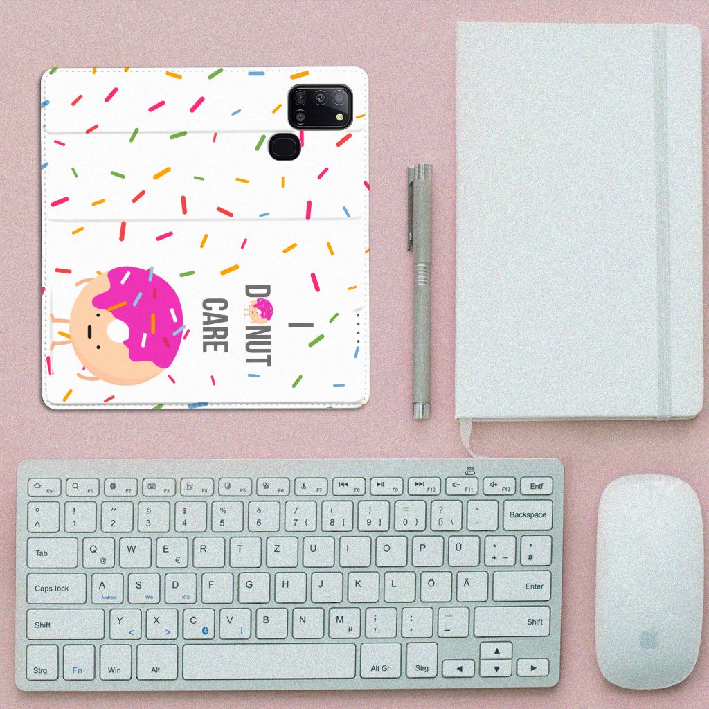 Samsung Galaxy A21s Flip Style Cover Donut Roze - B2C Telecom