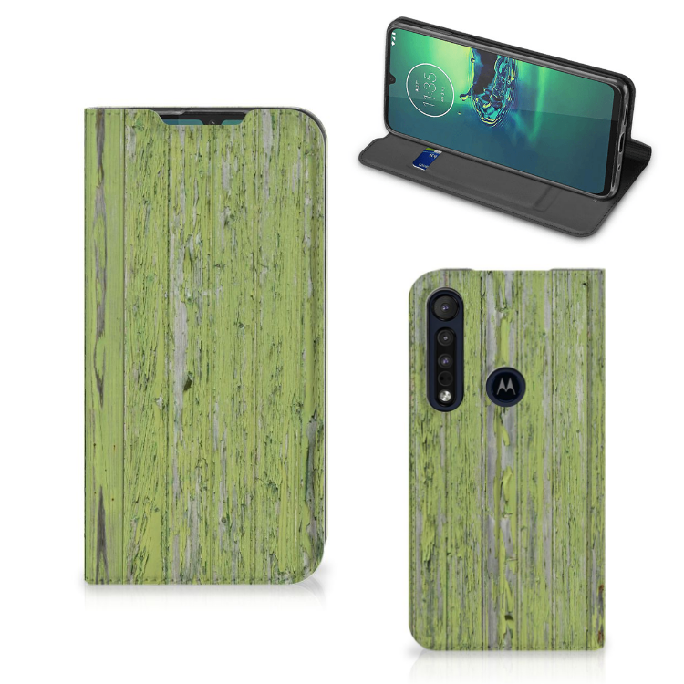 Motorola G8 Plus Book Wallet Case Green Wood - B2C Telecom