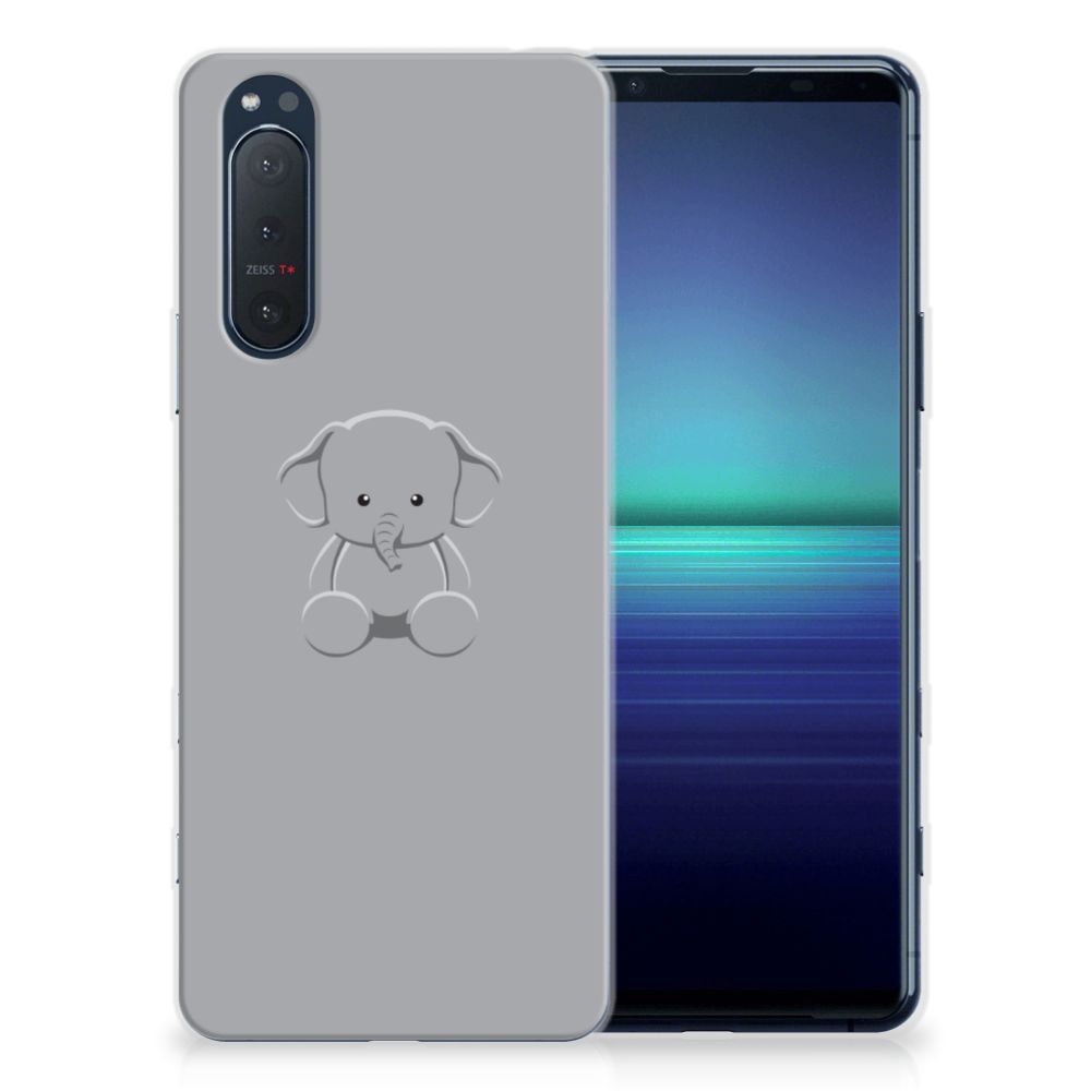 Sony Xperia 5II Telefoonhoesje met Naam Grijs Baby Olifant B2C Telecom