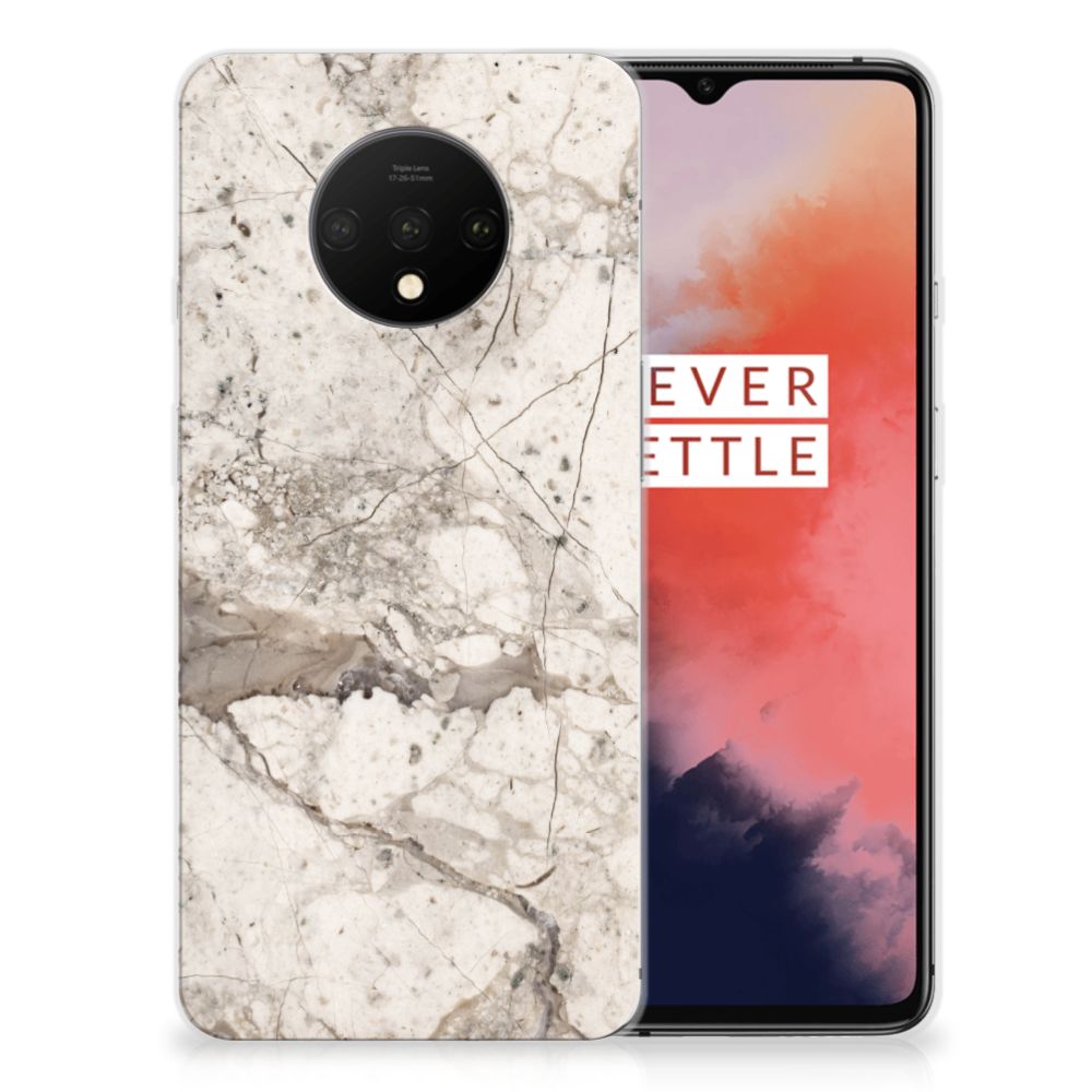 OnePlus 7T TPU Siliconen Hoesje Marmer Beige