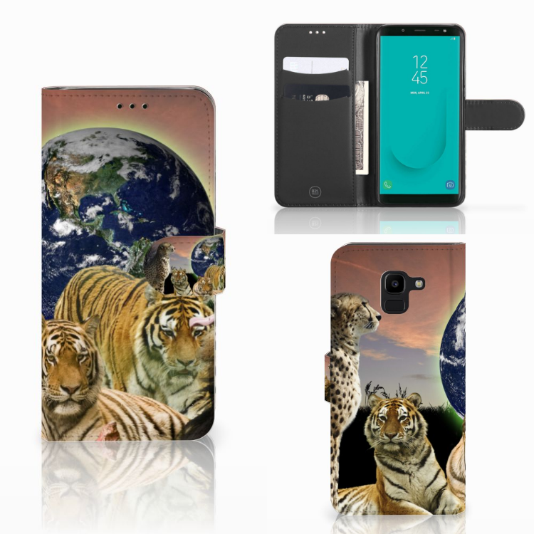 Samsung Galaxy J6 2018 Telefoonhoesje met Pasjes Roofdieren