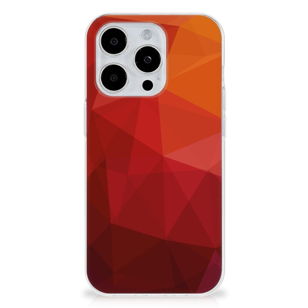 TPU Hoesje voor iPhone 15 Pro Polygon Red met abstracte vormen en kleurverloop in roodtinten.