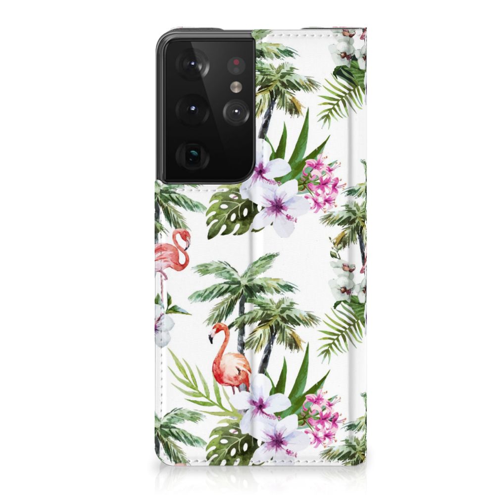 Samsung Galaxy S21 Ultra Hoesje maken Flamingo Palms - B2C Telecom