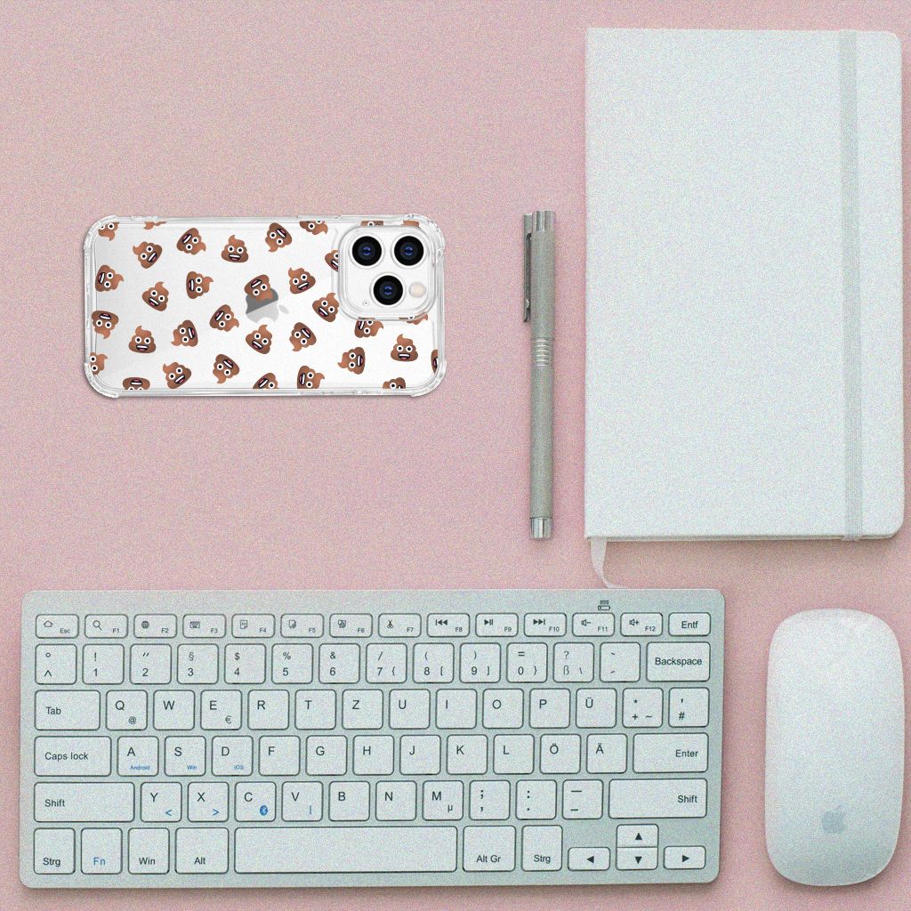 Doorzichtige Silicone Hoesje voor iPhone 14 Pro Poep Emojis B2C Telecom